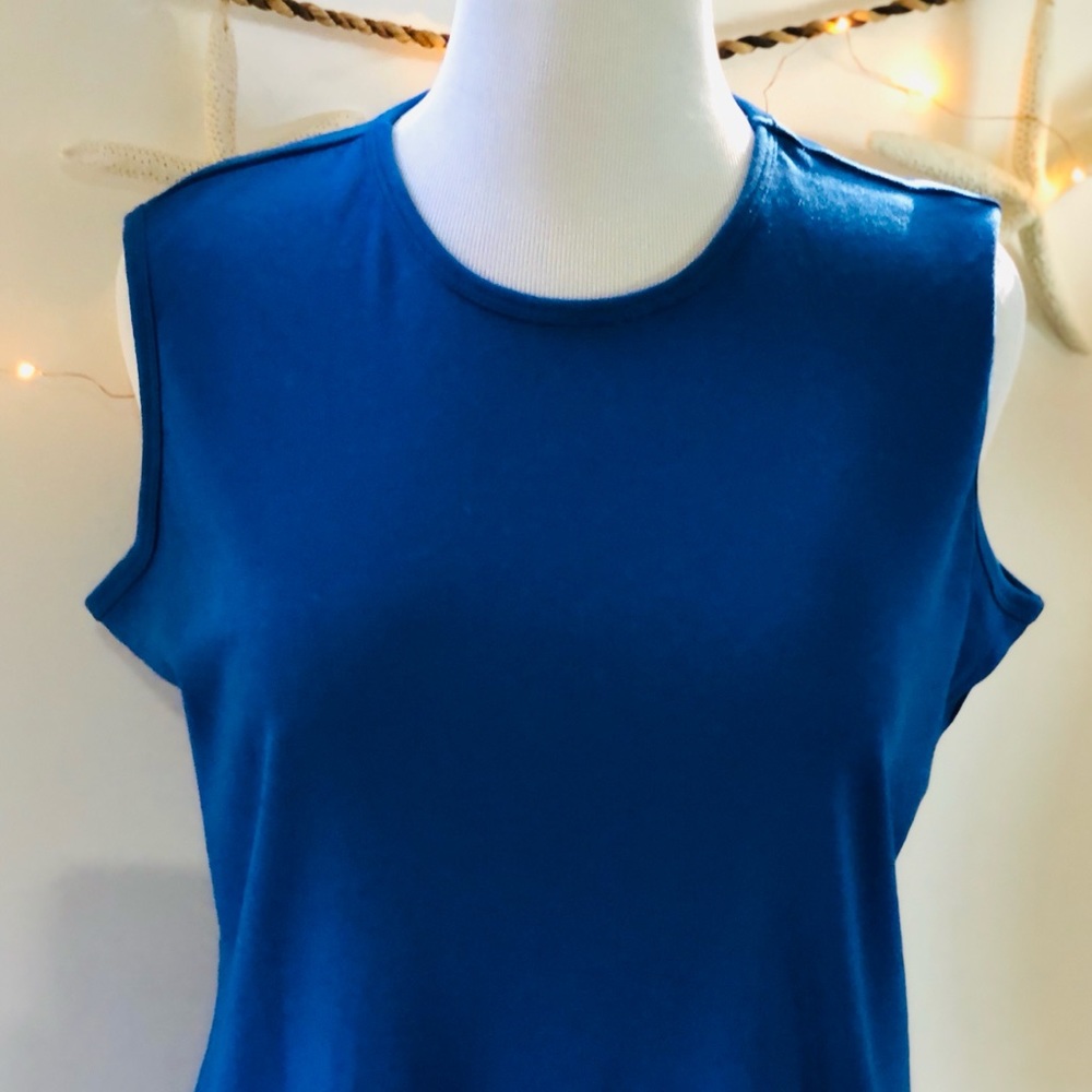 Blair Blue Knit Tank Top Large Cotton Blend